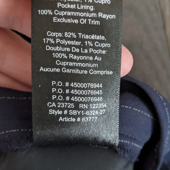 Babaton Aritzia Navy Cream Pinstripe Cropped Trousers Size 4 - Picture 5 of 10